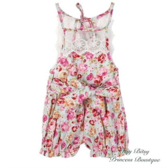 Itsy Bitsy Store Other - Baby Girls Itsy Bitsy Store Juliet Floral Print & Lace  Romper - Sz 3 months